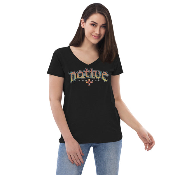 Women’s Beaded Logo V-Neck Shirt